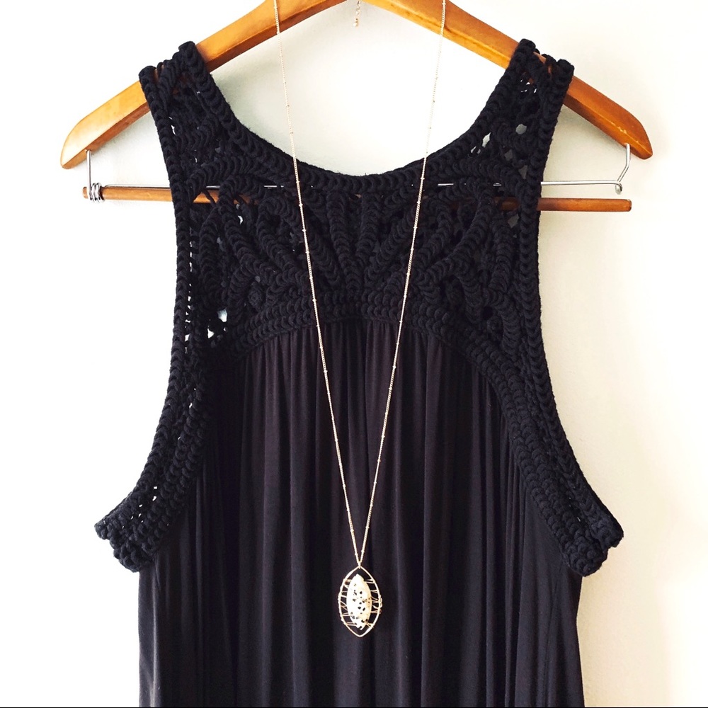 🍹LOFT breezy black crochet yoke tank dress 🍹